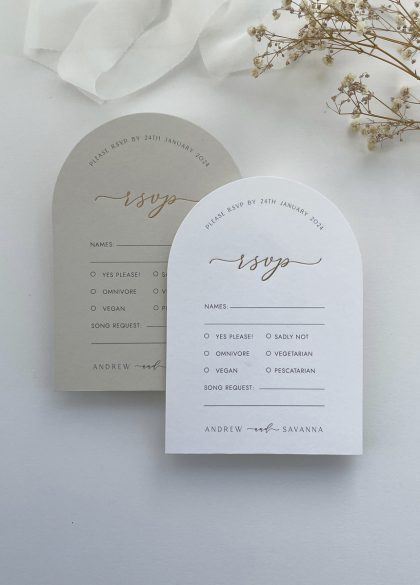 Gold Foil Arch Calligraphy RSVP