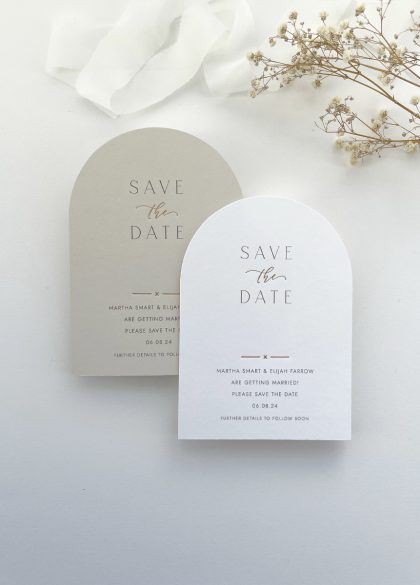 Gold Foil Arch Calligraphy Save the Date