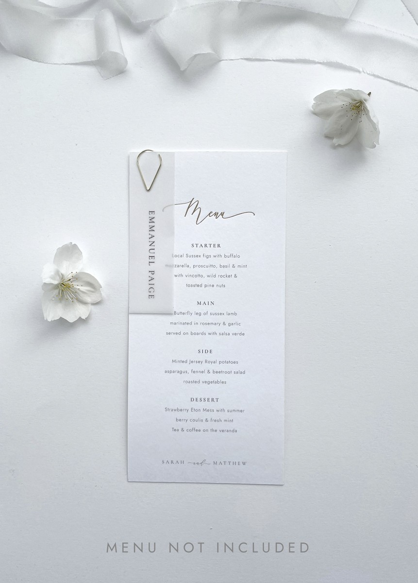 Wedding Menu Name Tags with gold clip - Image 6