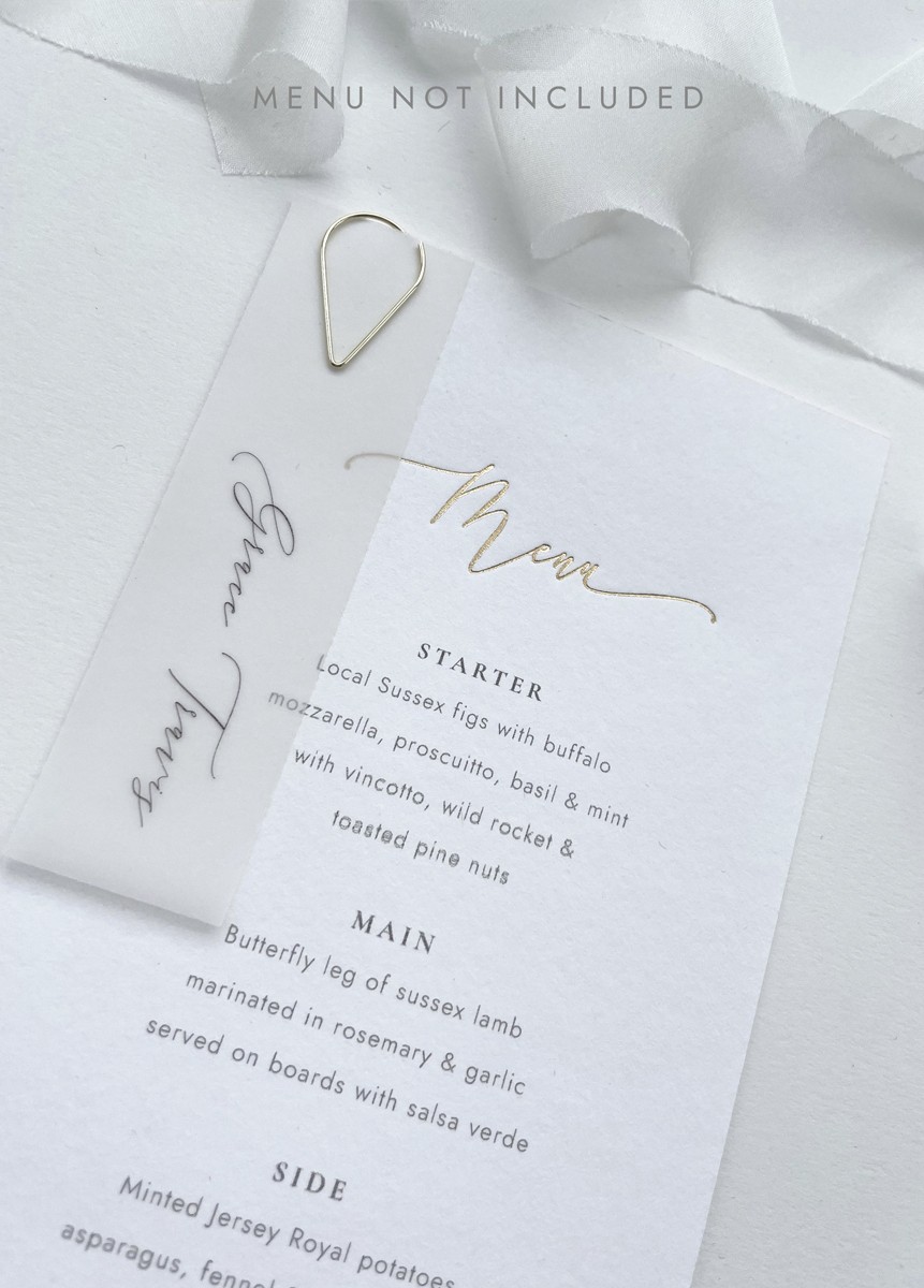 Wedding Menu Name Tags with gold clip - Image 5
