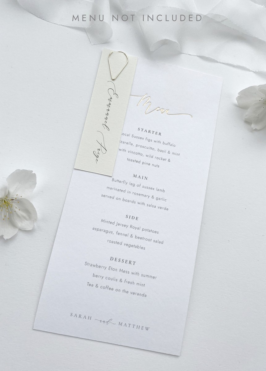 Wedding Menu Name Tags with gold clip - Image 4