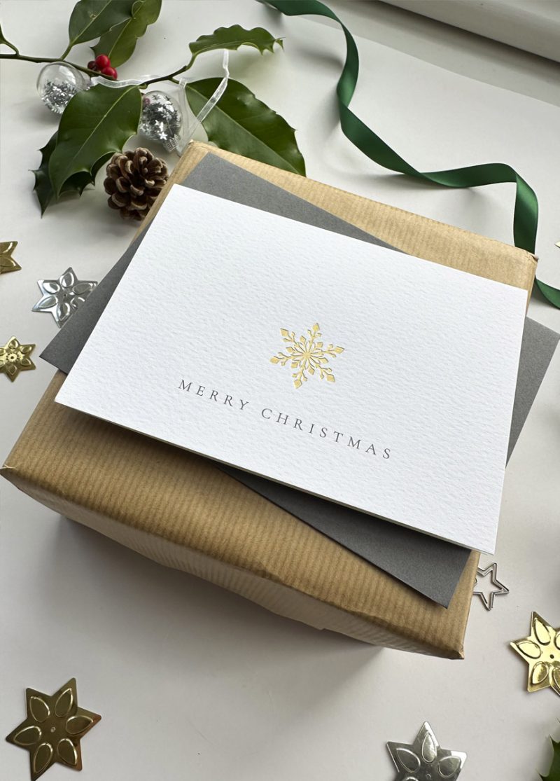Christmas Snowflake Luxury Gold Foil Christmas cards (Set of 6) - Image 5