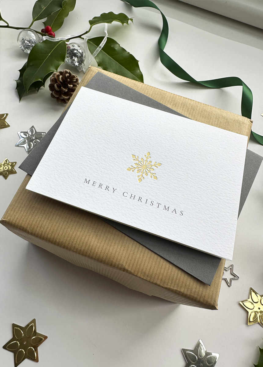 Christmas Snowflake Luxury Gold Foil Christmas cards (Set of 6) - Image 5