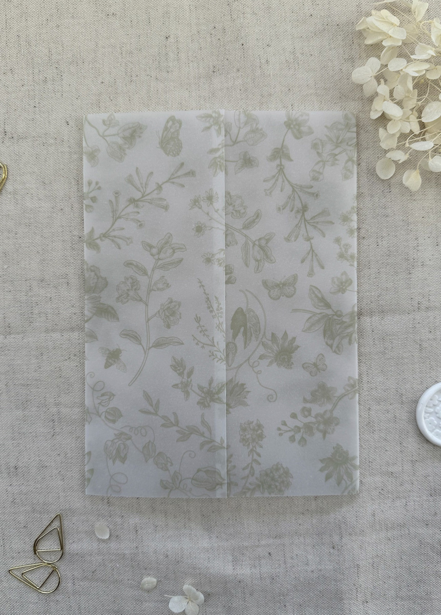 Floral Rococo vellum wedding invitation wrap | Vellum Invite Jacket - Image 3