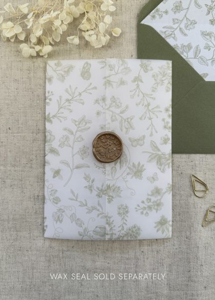 Floral Rococo vellum wedding invitation wrap | Vellum Invite Jacket