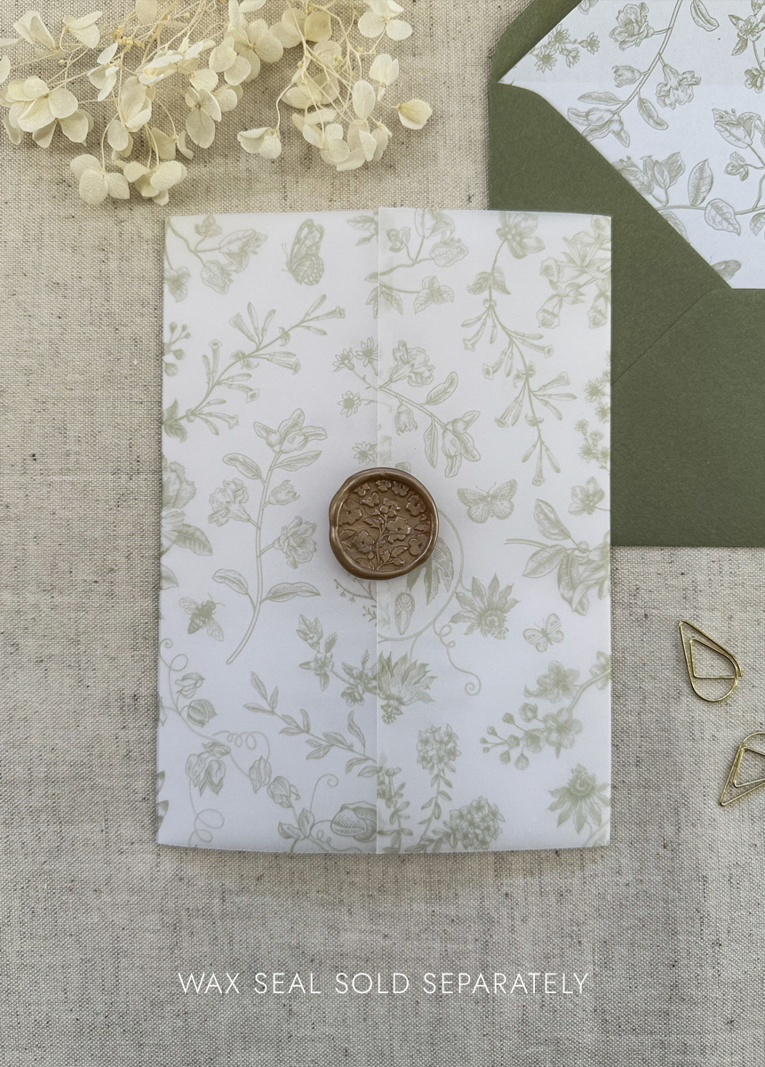 Floral Rococo vellum wedding invitation wrap | Vellum Invite Jacket